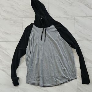 Original Use Gray and Black Curved Hem Tee